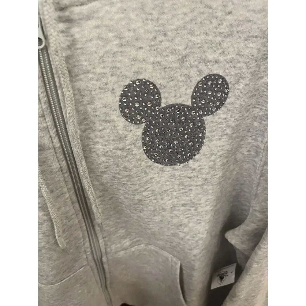 2024 Disney Parks Mickey Icon Bedazzled Gray Hoodie Jacket 2X 3X New - Picture 2 of 7